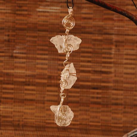 Rare Persian White Crystal Energy Pendant Wrapped in Silver